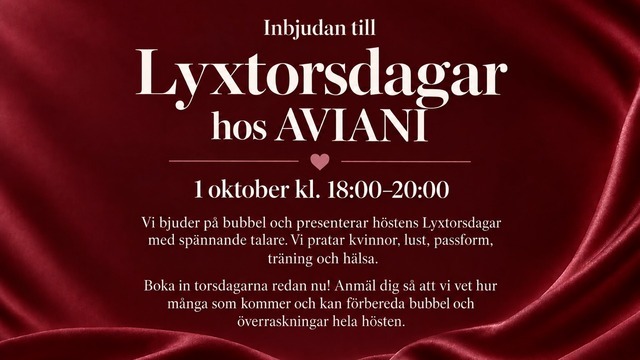 Boka Lyxtorsdag hos AVIANI